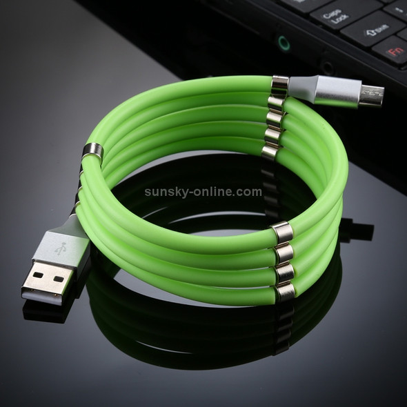 USB to Micro USB Luminous Magnetic Attraction Data Cable, Length: 1m (Green)