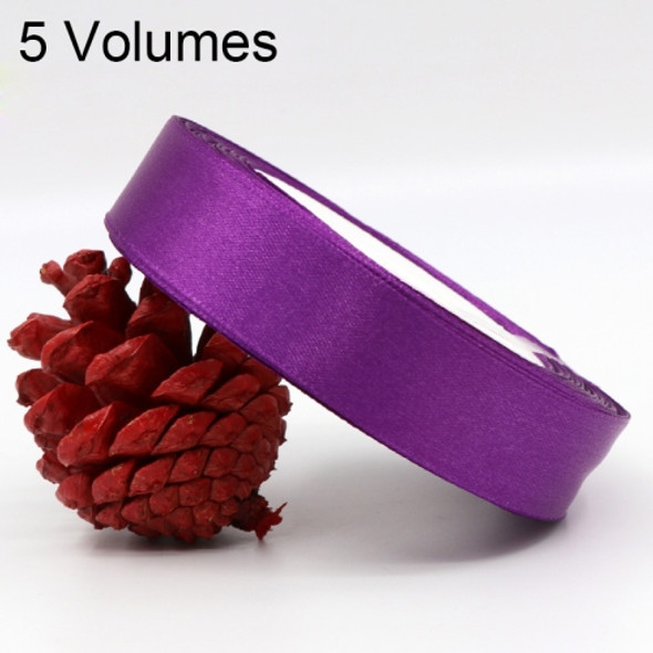 5 Volumes Color Satin Ribbons Handmade DIY Wedding Cake Decoration Holiday Gift Packages, Size: 22m x 2cm(Dark Purple)