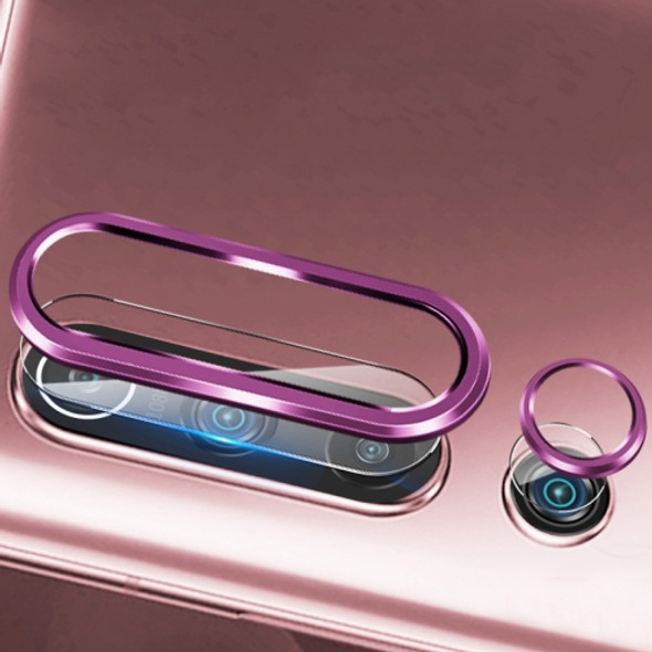 For Xiaomi Mi 10 0.3mm 9D 9H Rear Camera Lens Tempered Glass Film  + Lens Ring Frame (Rose Red)