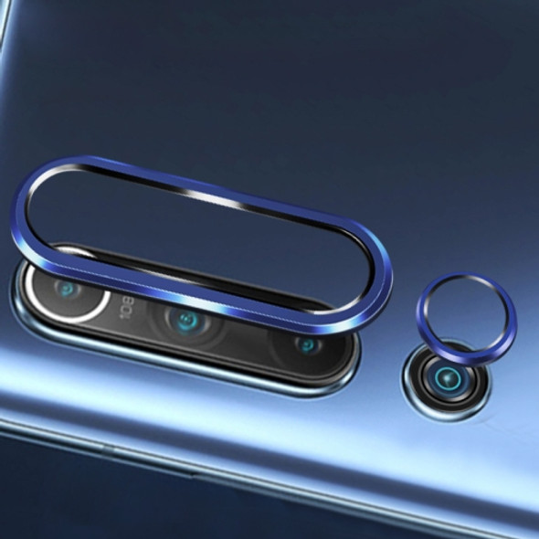 For Xiaomi Mi 10 0.3mm 9D 9H Rear Camera Lens Tempered Glass Film  + Lens Ring Frame (Blue)