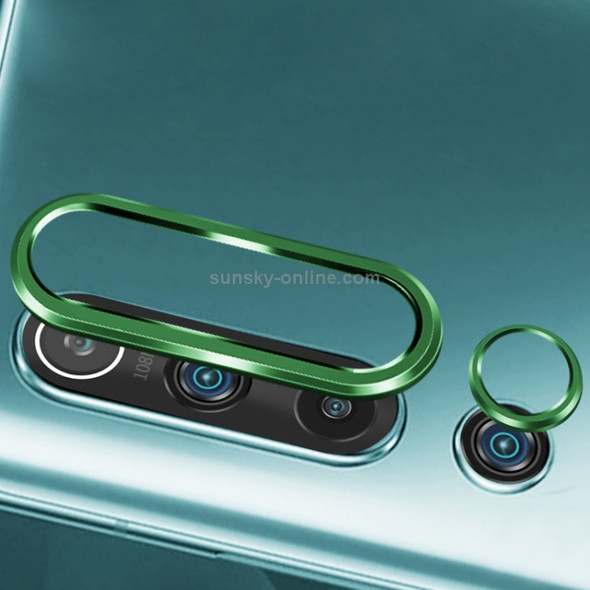 For Xiaomi Mi 10 0.3mm 9D 9H Rear Camera Lens Tempered Glass Film  + Lens Ring Frame (Green)