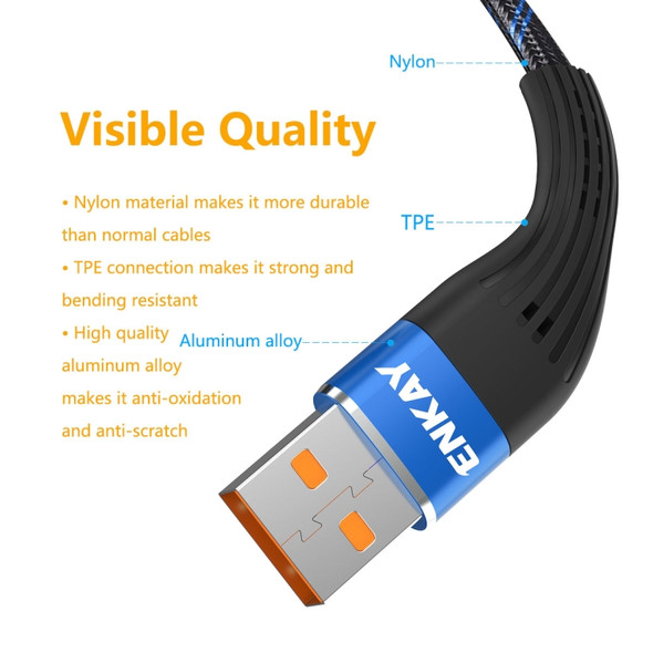 ENKAY ENK-CB301 Fishing Net Weaving USB to Micro Usb Data Transfer Charging Cable(Blue)