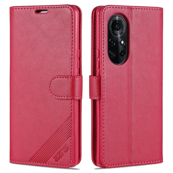 For Huawei nova 8 Pro 5G AZNS Sheepskin Texture Horizontal Flip Leather Case with Holder & Card Slots & Wallet(Red)