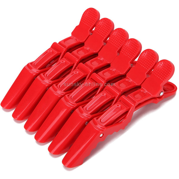 6 PCS Hair Not Easy to Slip off Hair Salon Barber Shop Style Partition Special Clip Hair Tools(Red)
