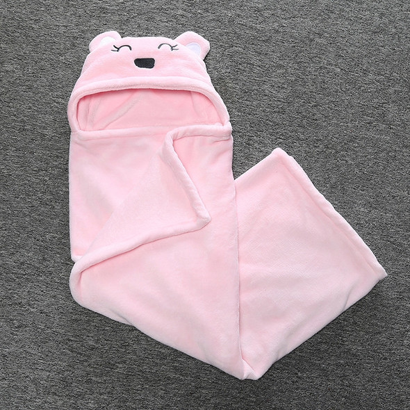 Cute Animal Cartoon Babies Blanket Kids Hooded Bathrobe Toddler Baby Bath Towel(Pink)