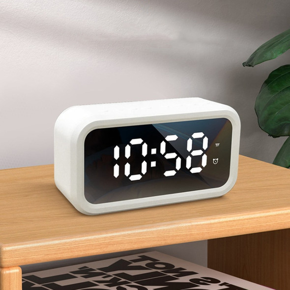 FY101 Charging Bluetooth Speaker Radio Alarm Mirror Electronic Clock(White)