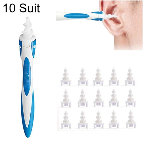 10 Suit Smart Swab Plastic Ear Cleaner Earwax Removal Tool with 15 Replacement Parts