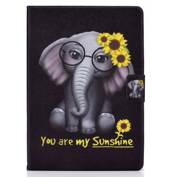 Electric Pressed TPU Colored Drawing Horizontal Flip Leather Case with Holder & Pen Slot For iPad 10.2 (2019) / (2020) & iPad Air (2019) (Flower Elephant)