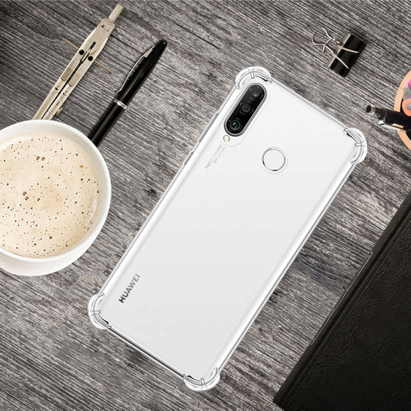 For Huawei P30 Lite Four-Corner Anti-Drop Ultra-Thin Transparent TPU Phone Case(Transparent)
