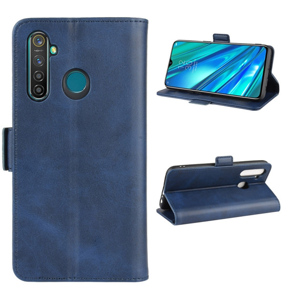 For OPPO Realme 5 Pro / Realme Q Dual-side Magnetic Buckle Horizontal Flip Leather Case with Holder & Card Slots & Wallet & Photo Frame(Dark Blue)