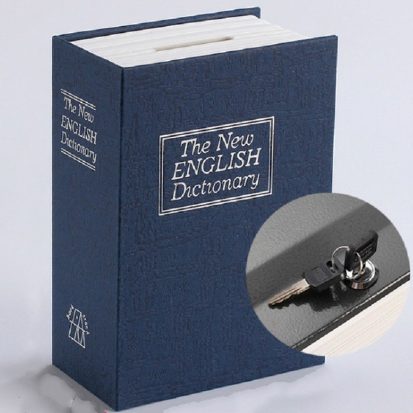 Simulation English Dictionary Book Safe Piggy Bank Creative Bookshelf Decoration, Trumpet Key Version, Color:Blue