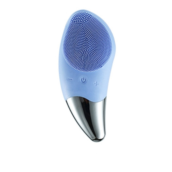 Ultrasonic Vibration Facial Cleansing Apparatus Multifunctional Electric Facial Washing Brush, Colour: Blue (With Heating Function)