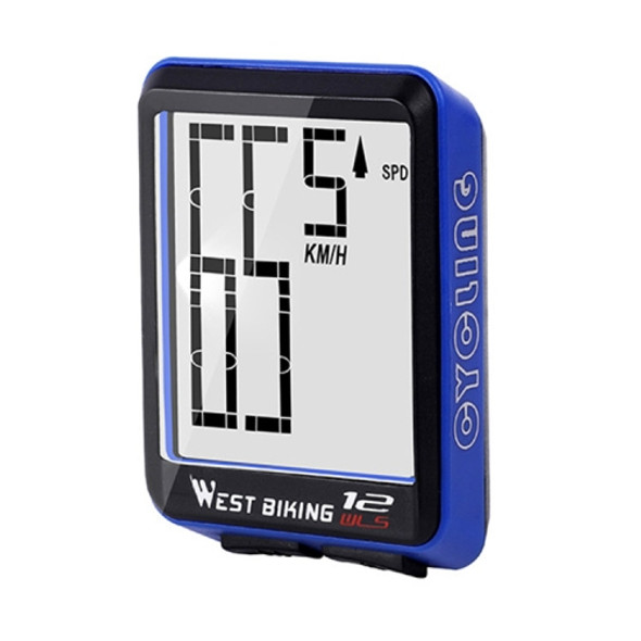 WEST BIKING Mountain Road Bike Wireless Big Character Table Big Screen Waterproof Night Light Speed Speedometer(Blue)