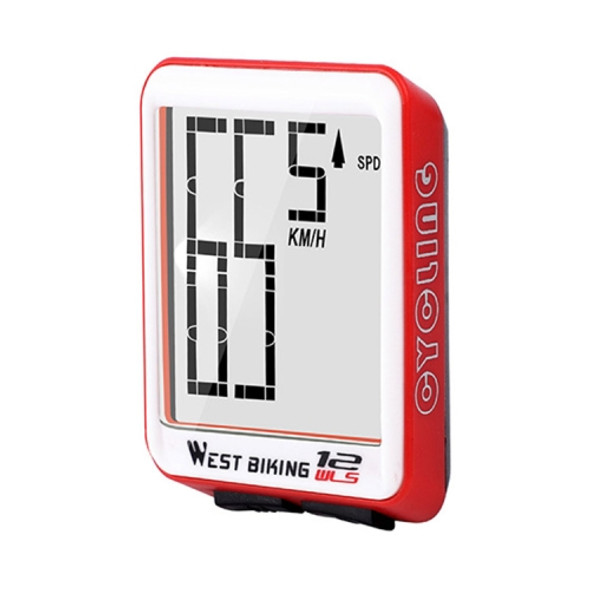 WEST BIKING Mountain Road Bike Wireless Big Character Table Big Screen Waterproof Night Light Speed Speedometer(Red)