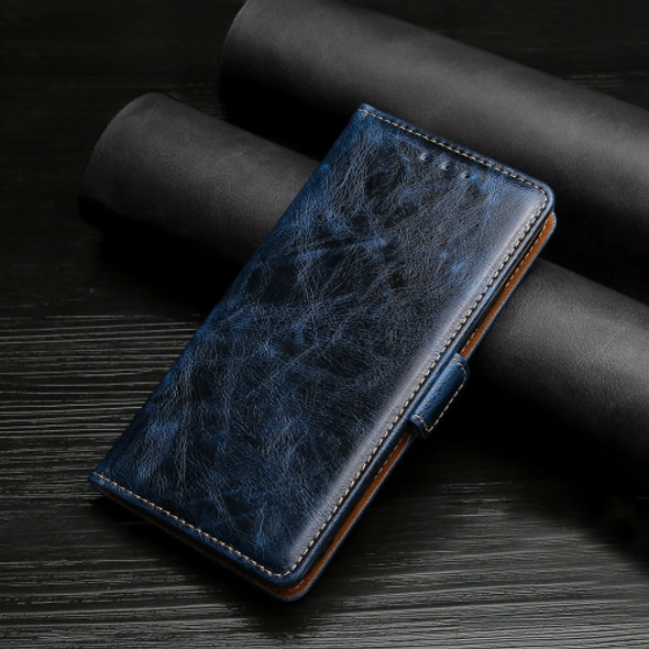 For Huawei Mate 20 Plus Knead Pattern Texture Side Buckle Horizontal Flip Leather Case with Holder & Card Slots(Blue)