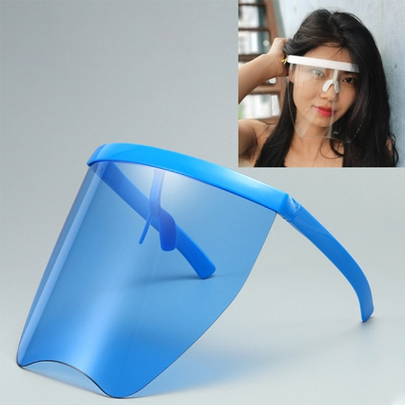 Anti-Saliva Splash Anti-Spitting Sunscreen Sunglasses Integrated Anti-Splash Shield(Blue Frame Blue Lens)