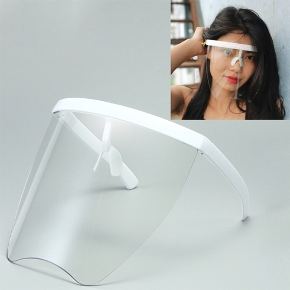 Anti-Saliva Splash Anti-Spitting Sunscreen Sunglasses Integrated Anti-Splash Shield(White Frame Transparent Lens)