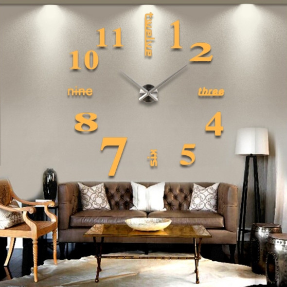 Creative 3D Mirror DIY Wall Sticker Clock, Size: 120*120cm(Gold)