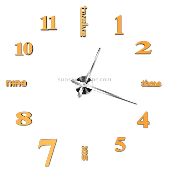 Creative 3D Mirror DIY Wall Sticker Clock, Size: 120*120cm(Gold)