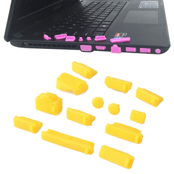 13 in 1 Universal Silicone Anti-Dust Plugs for Laptop (Yellow)