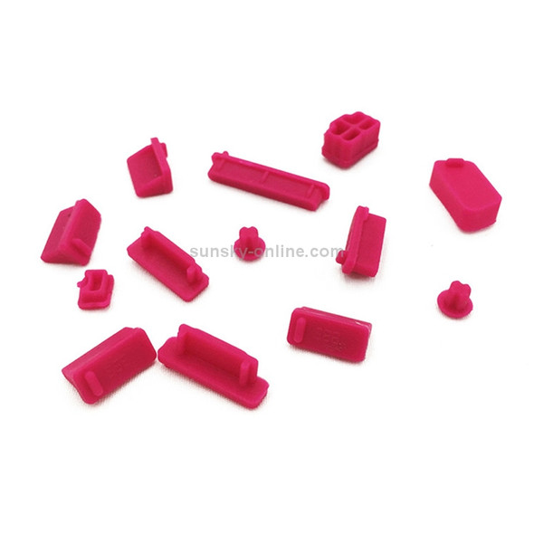 13 in 1 Universal Silicone Anti-Dust Plugs for Laptop (Rose Red)