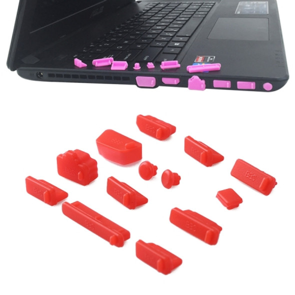 13 in 1 Universal Silicone Anti-Dust Plugs for Laptop (Red)