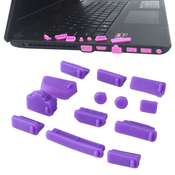 13 in 1 Universal Silicone Anti-Dust Plugs for Laptop (Purple)
