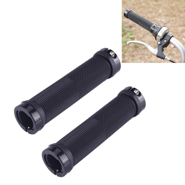 OQSPORT 2 PCS Bike Hand Grips Bilateral Lock Straight Barrel MTB Bicycle Anti-slip Handlebar Grips(Black)