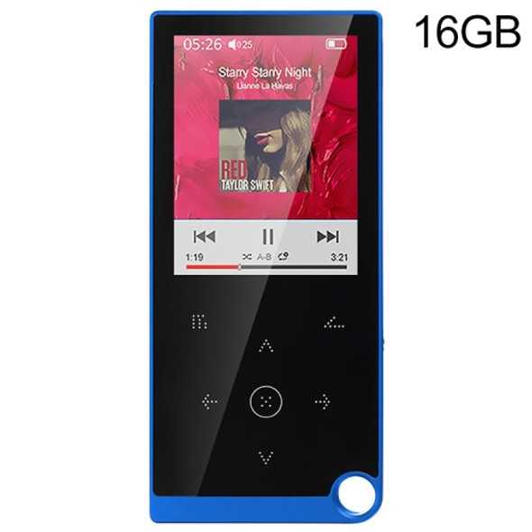 2.4 inch Touch-Button MP4 / MP3 Lossless Music Player, Support E-Book / Alarm Clock / Timer Shutdown, Memory Capacity: 16GB without Bluetooth(Blue)