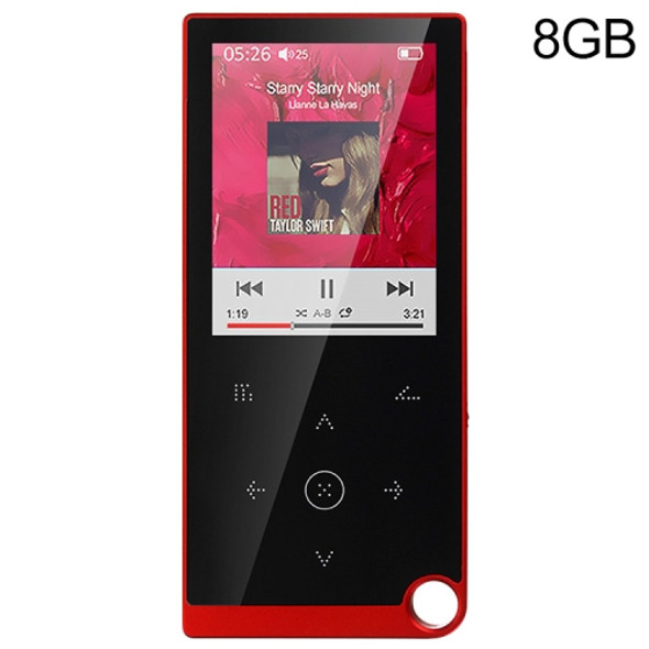 2.4 inch Touch-Button MP4 / MP3 Lossless Music Player, Support E-Book / Alarm Clock / Timer Shutdown, Memory Capacity: 8GB without Bluetooth(Red)