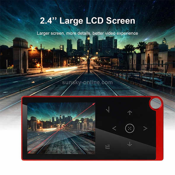 2.4 inch Touch-Button MP4 / MP3 Lossless Music Player, Support E-Book / Alarm Clock / Timer Shutdown, Memory Capacity: 8GB without Bluetooth(Red)