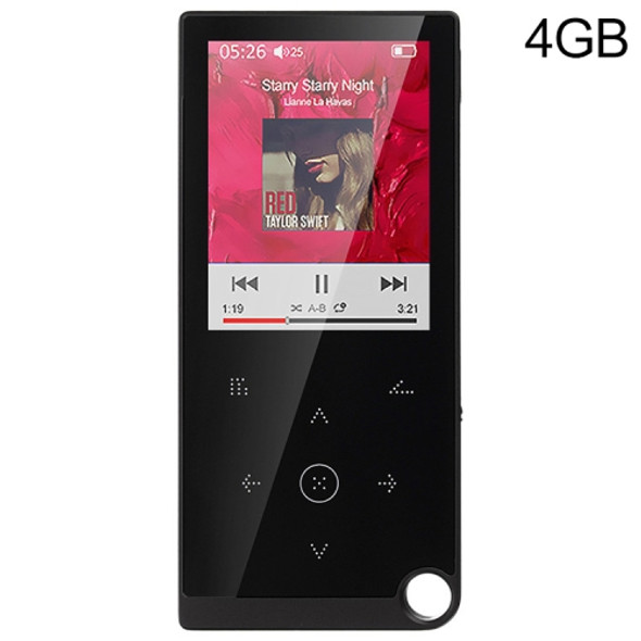2.4 inch Touch-Button MP4 / MP3 Lossless Music Player, Support E-Book / Alarm Clock / Timer Shutdown, Memory Capacity: 4GB without Bluetooth(Black)