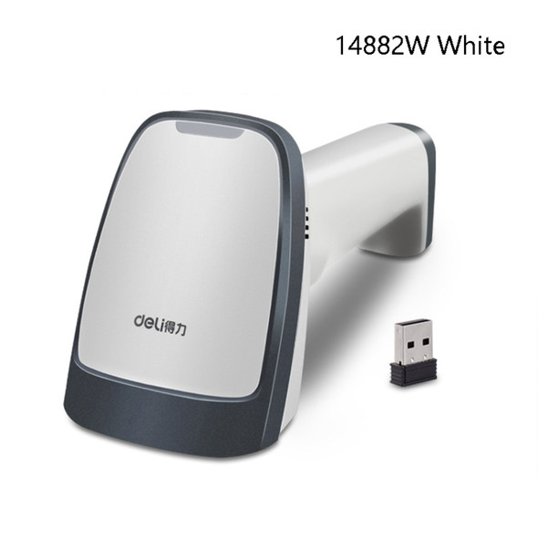 Deli  Wired And Wireless Scanner Drugstore Supermarket Catering Logistics Cash Register Scanner, Model: 14882W (White)