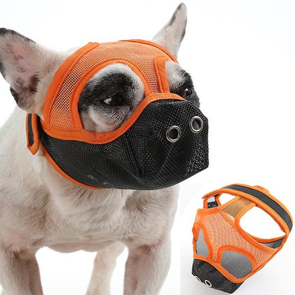 Bulldog Mouth Cover Flat Face Dog Anti-Eat Anti-Bite Drinkable Water Mouth Cover L(Orange Black)