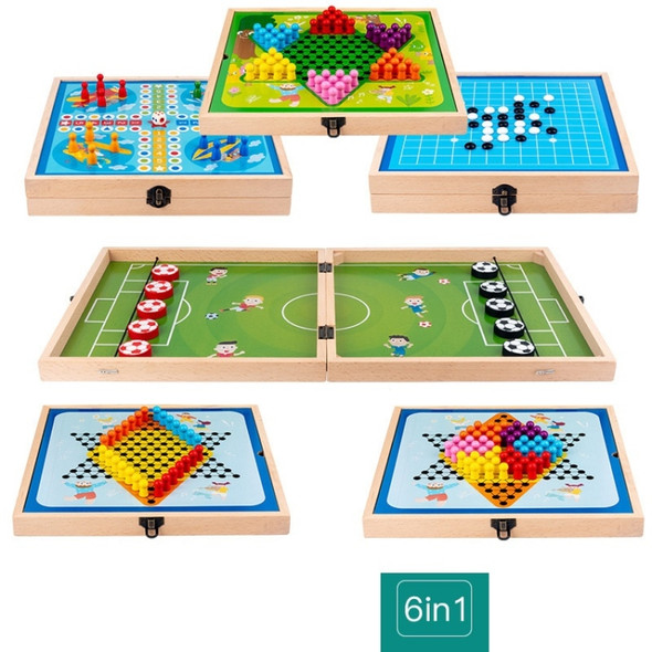 6 In 1 Beech Multi-Function Game Chess Two-Person Battle Parent-Child Interaction Ejection Chess