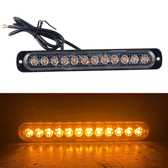 DC12V-24V / 36W Car Truck Emergency Strobe Flash Warning Light 12LEDs Long Ultra-thin Side Lights(Yellow)