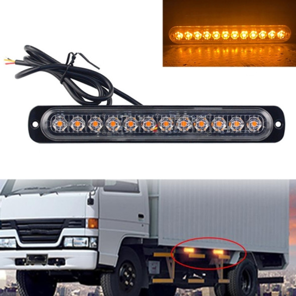 DC12V-24V / 36W Car Truck Emergency Strobe Flash Warning Light 12LEDs Long Ultra-thin Side Lights(Yellow)