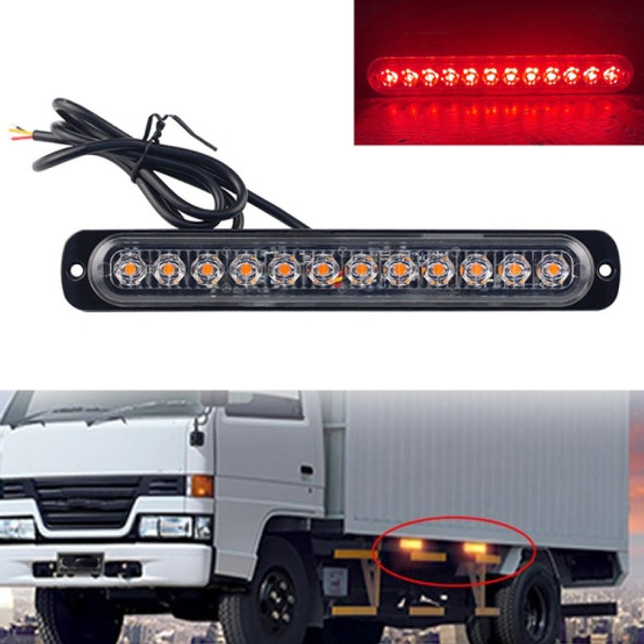 DC12V-24V / 36W Car Truck Emergency Strobe Flash Warning Light 12LEDs Long Ultra-thin Side Lights(Red)