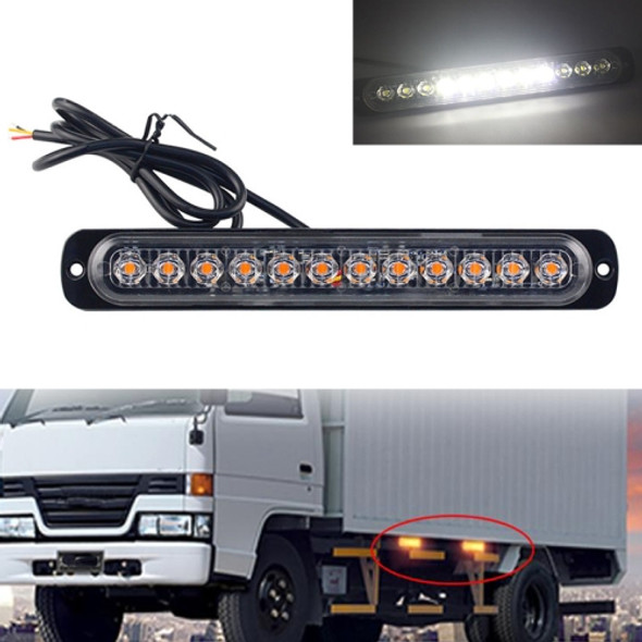 DC12V-24V / 36W Car Truck Emergency Strobe Flash Warning Light 12LEDs Long Ultra-thin Side Lights(White)