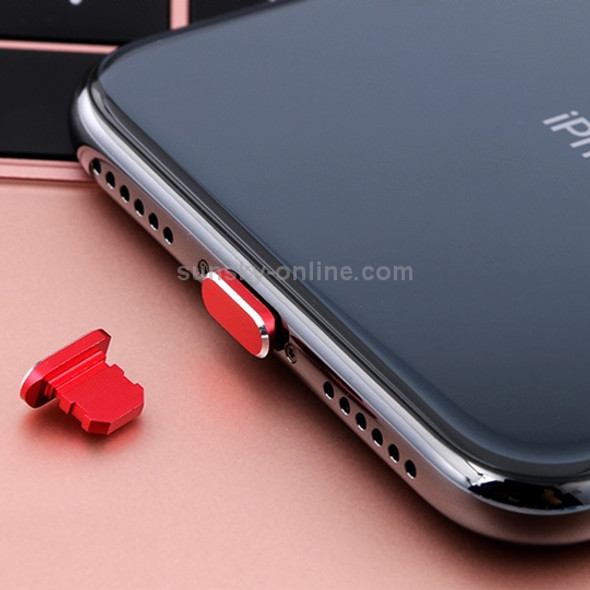 Universal 8 Pin Charging Port Metal Anti-Dust Plug for iPhone(Red)