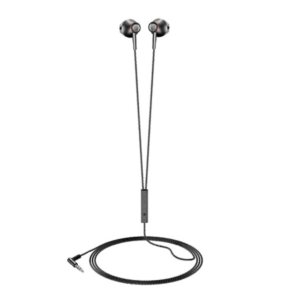 F20 3.5mm Jack Metal Earphones Wire-Controlled Earbuds Mobile Phone Earphones With Mic(Black Bagged)