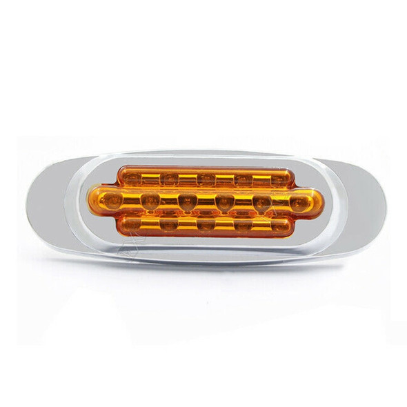 12-24V 16 LEDs Electroplating Side Lights Side Tail Lights Cargo Truck Modification Light, Colour: Yellow (2 Lines Always Bright)