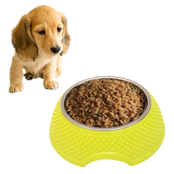 2 in 1 Stainless Steel  Bowls, Anti-slippery Mat Heart Shape Pattern Detachable Pets Bowls(Yellow)