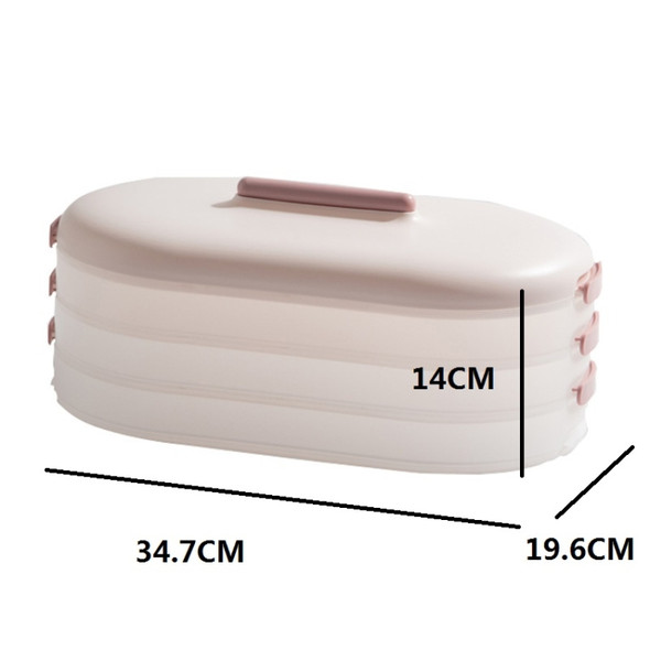Anti-Stick Dumpling Box Layered Storage Refrigerator Food Preservation Box Three layers With Cover(Pink)
