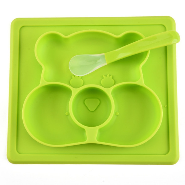 Creative Children's Silicone Dinner Plate Placemat Waterproof Baby Complementary Food Dinner Plate(Green)