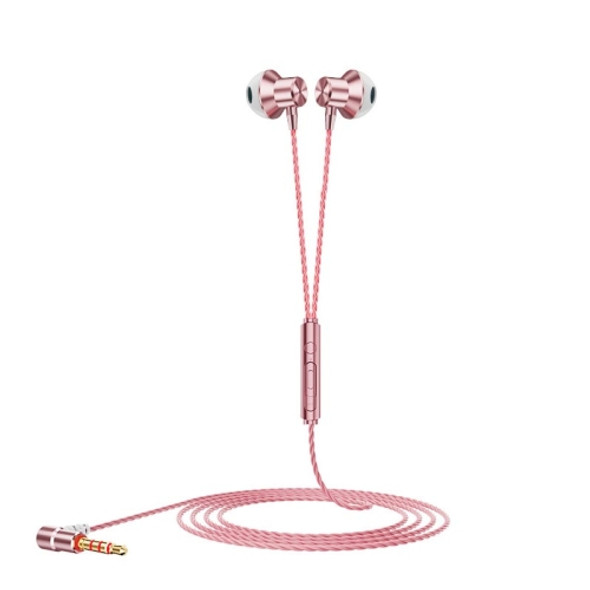 F12 Elbow Earbud Headset Wire Control With Wheat Mobile Phone Headset, Colour: 3.5mm Jack (Pink)