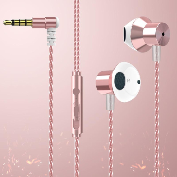 F12 Elbow Earbud Headset Wire Control With Wheat Mobile Phone Headset, Colour: 3.5mm Jack (Pink)