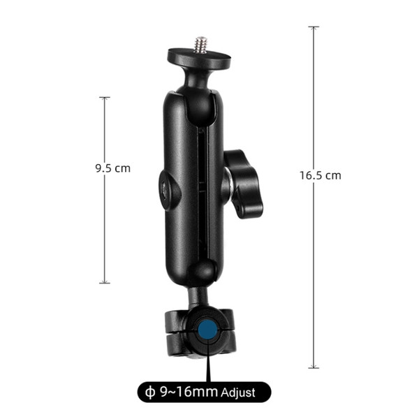 9cm Connecting Rod 20mm Ball Head Motorcycle Rearview Mirror Fixed Mount Holder with Tripod Adapter & Screw for GoPro HERO9 Black / HERO8 Black /HERO7 /6 /5, DJI Osmo Action,Xiaoyi and Other Action Cameras(Black)