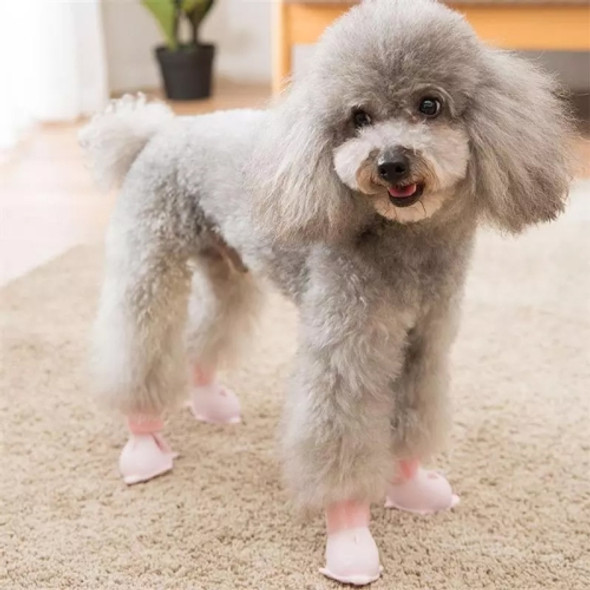 4 PCS/Set  Cartoon Dog Shoes Pet Silicone Waterproof Rain Boots, Size: M(Pink )