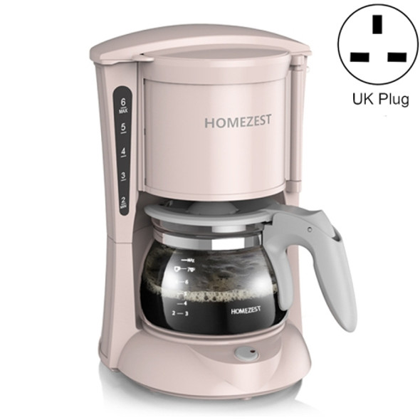 HOMEZEST Household Coffee Machine Portable Stainless Steel Automatic Coffee Machine, Colour: Pink(UK Plug)